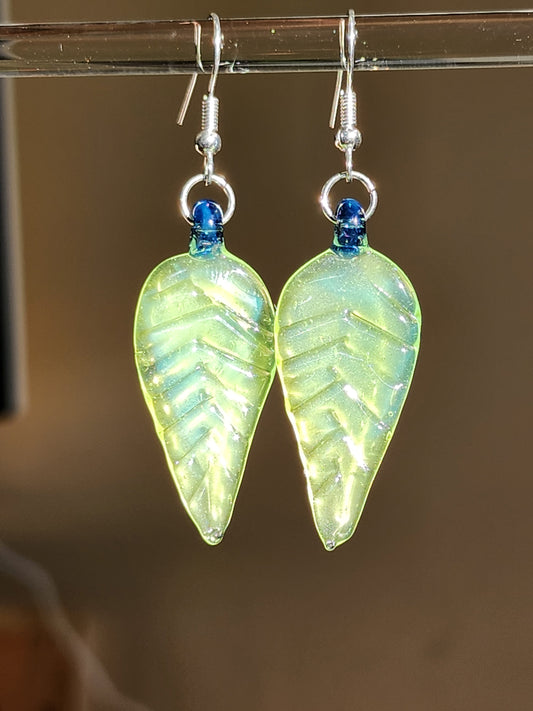 Bright Green Leaf Earrings