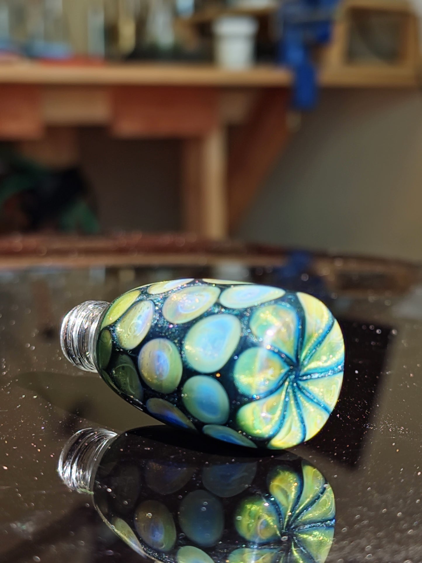 Blue/Yellow Sparkle Vial with dots