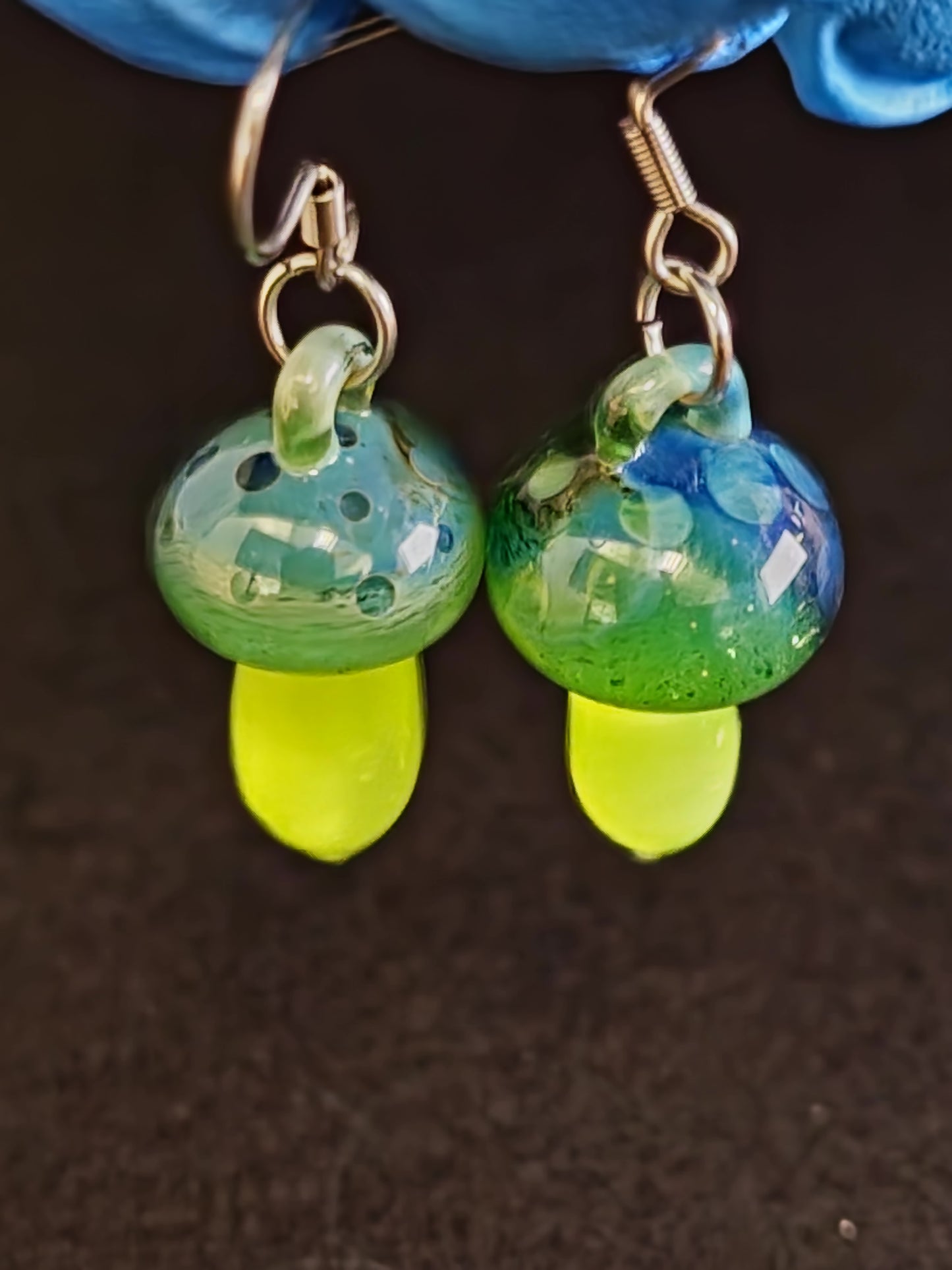 Blue/Green Mushroom Earrings