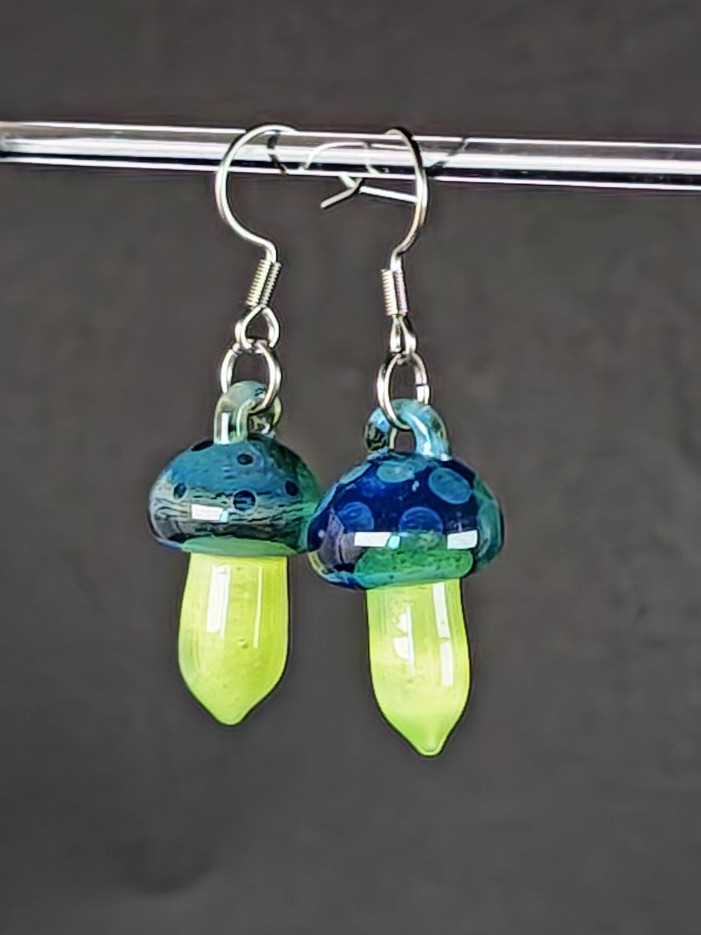 Blue/Green Mushroom Earrings