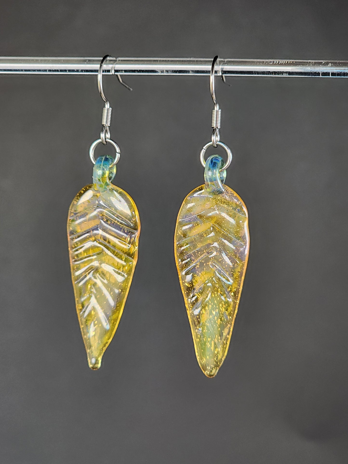 Transparent Yellow Leaf Earrings