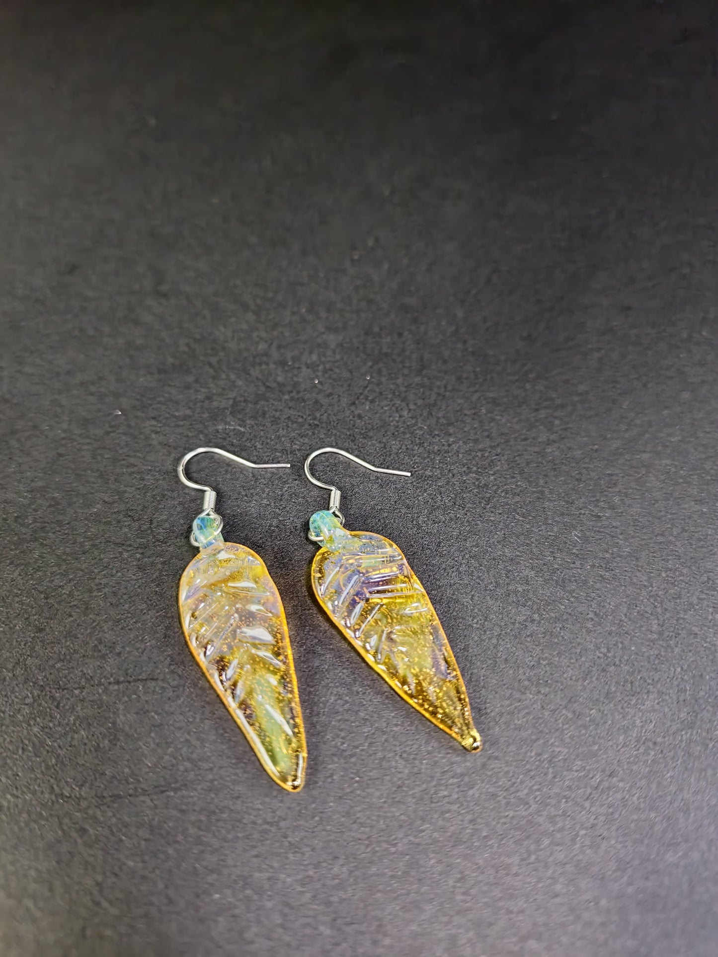 Transparent Yellow Leaf Earrings