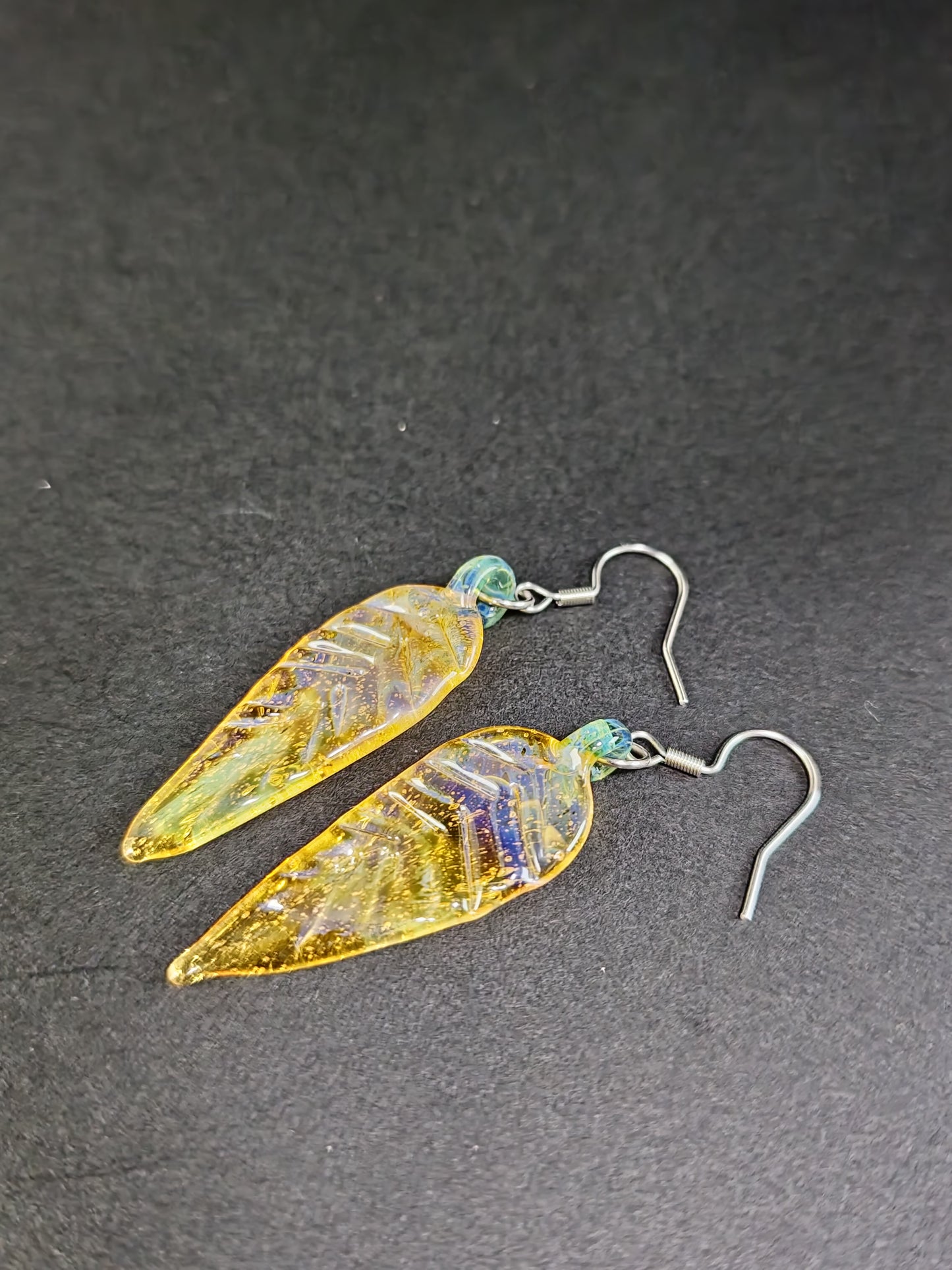 Transparent Yellow Leaf Earrings