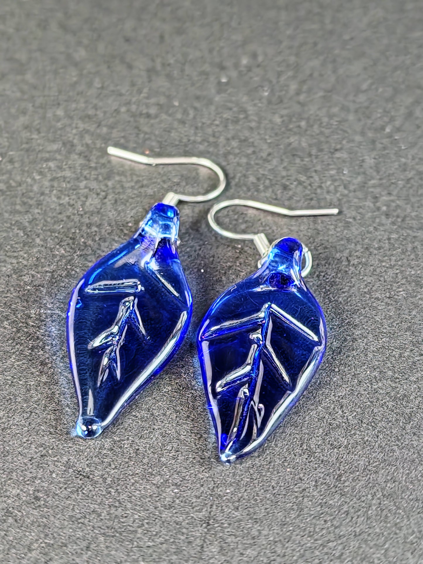 Transparent Blue Leaf Earrings