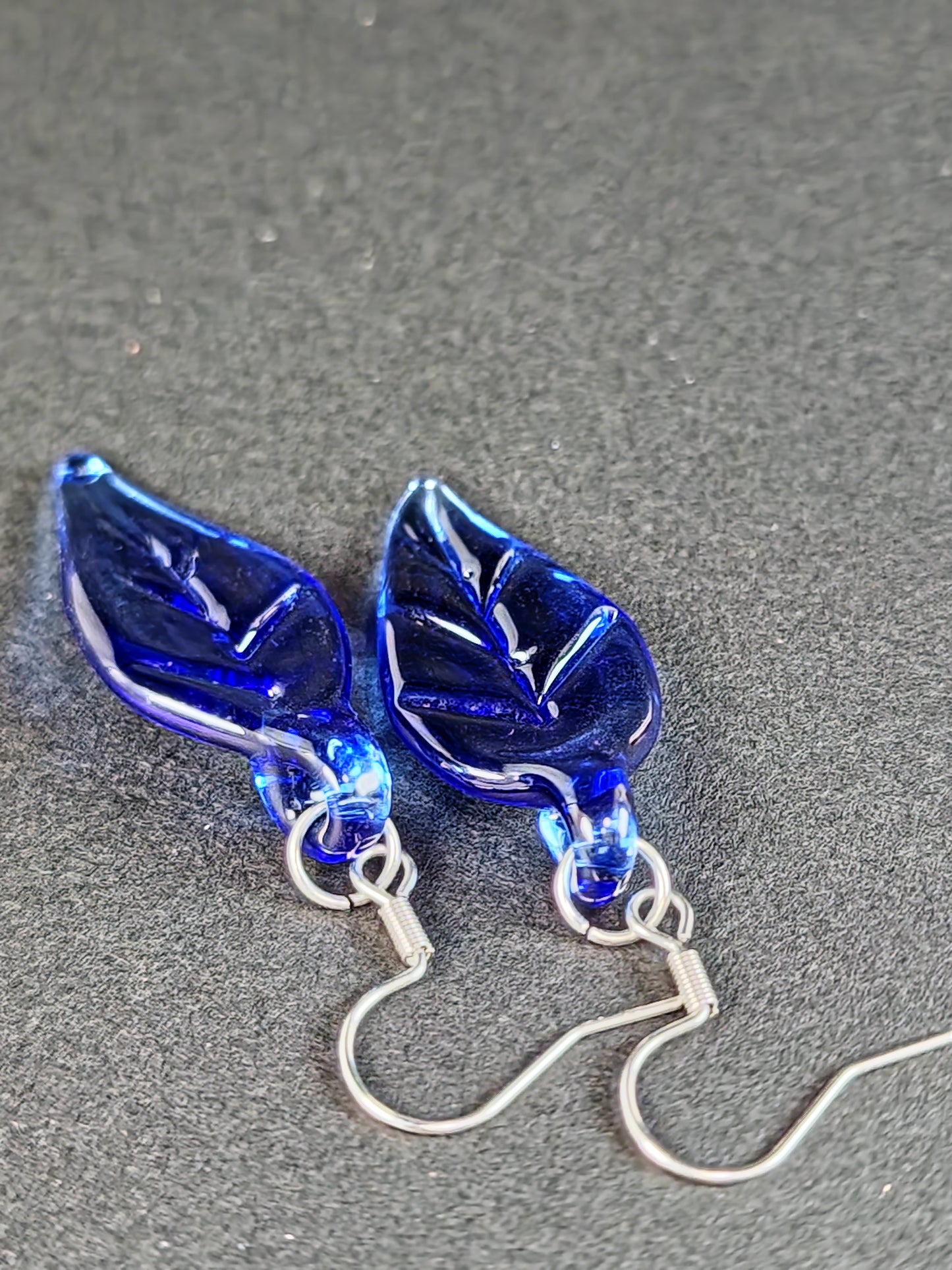 Transparent Blue Leaf Earrings