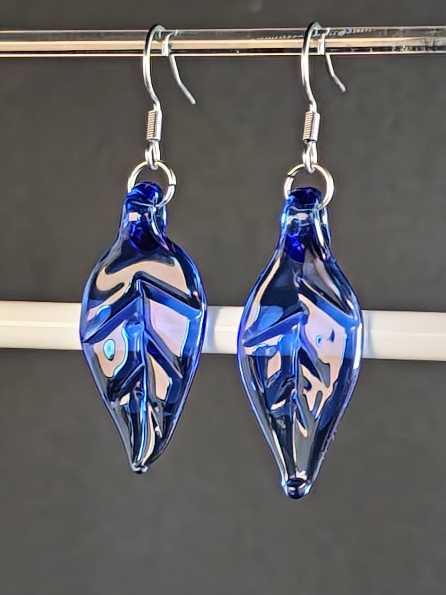 Transparent Blue Leaf Earrings