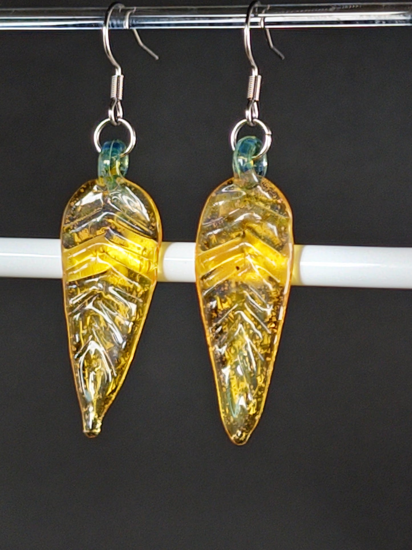 Transparent Yellow Leaf Earrings