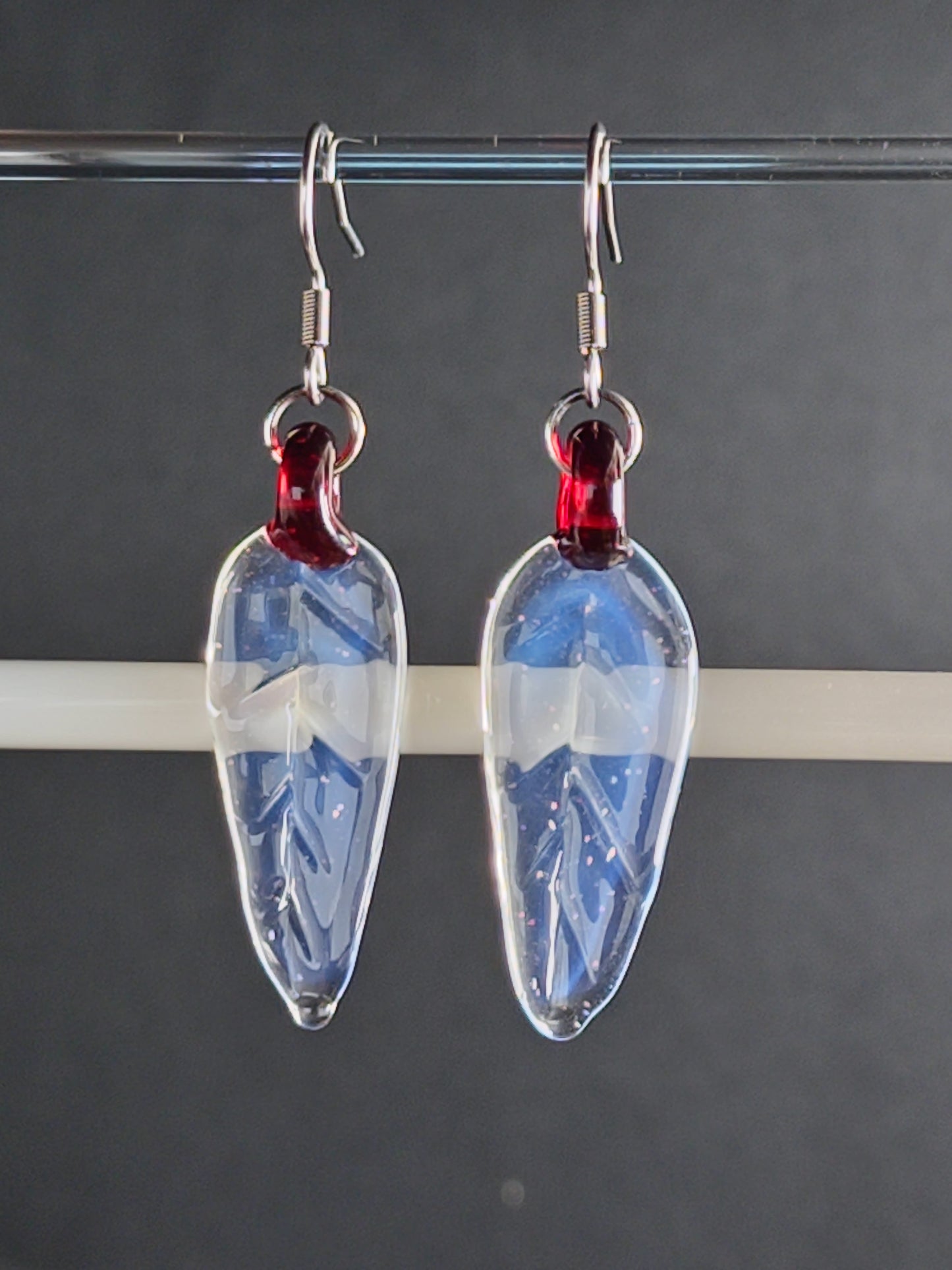 Transparent White Leaf Earrings