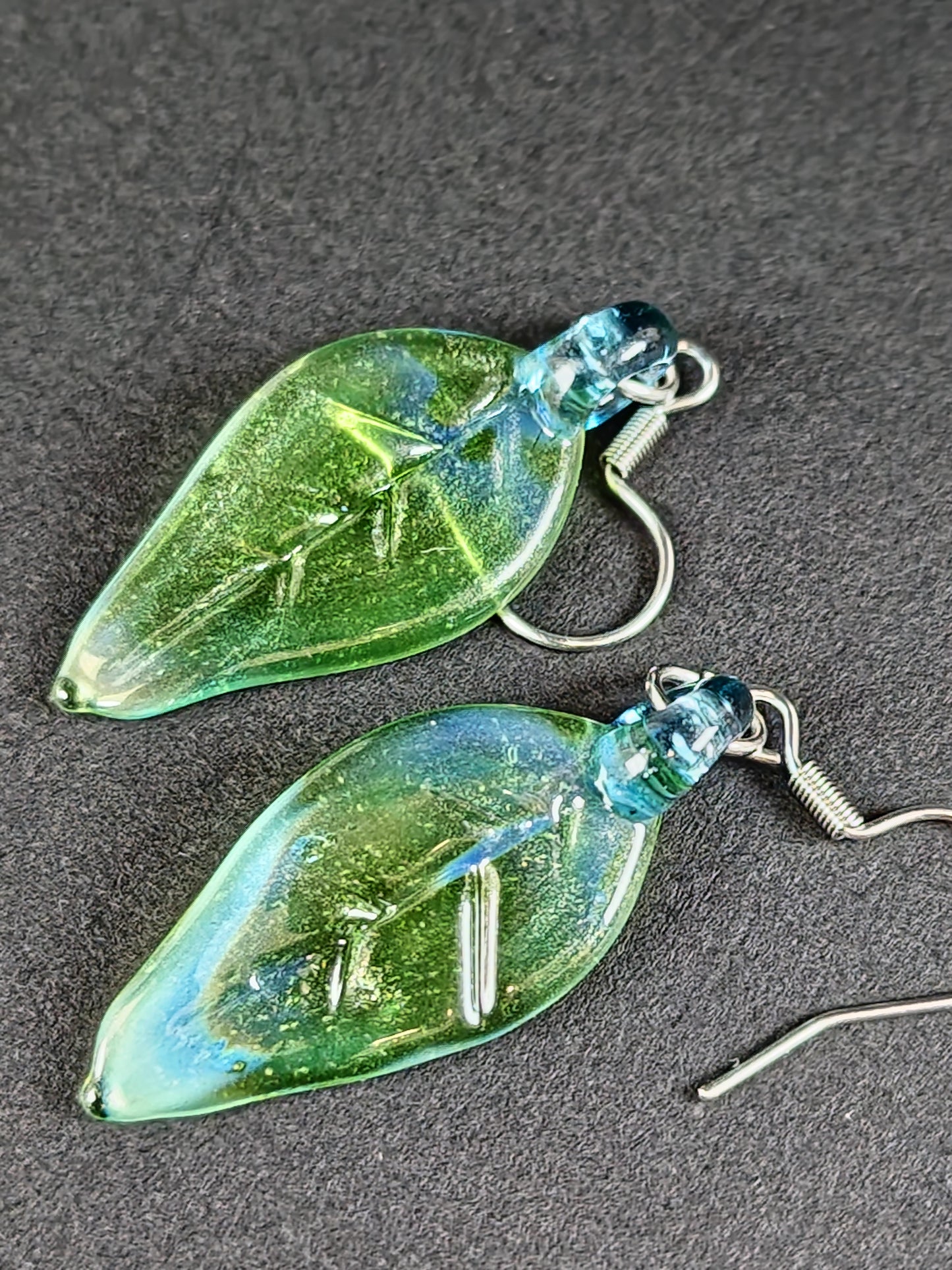 Transparent Green Leaf Earrings