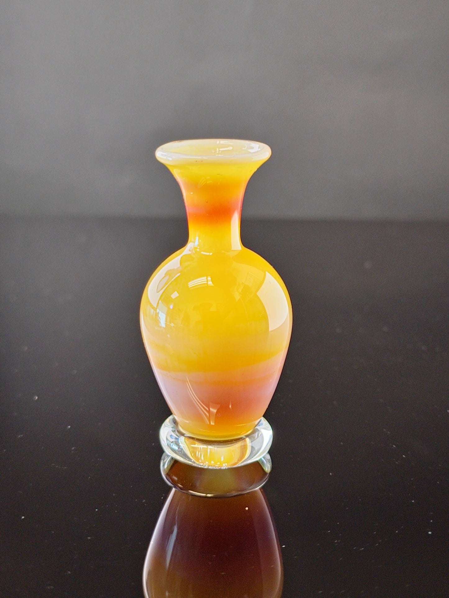 Orange/Pink Mini Vase with clear foot