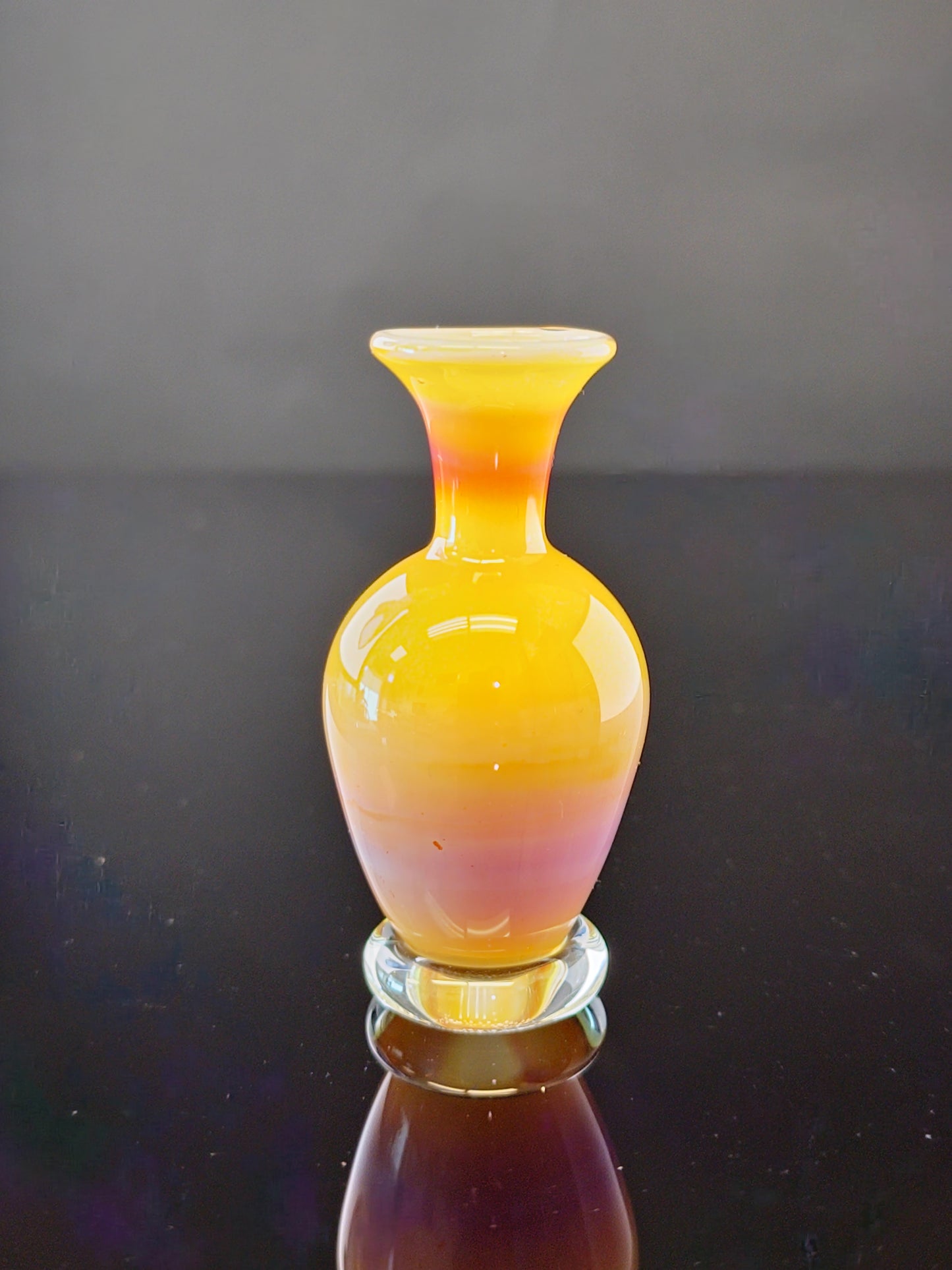 Orange/Pink Mini Vase with clear foot