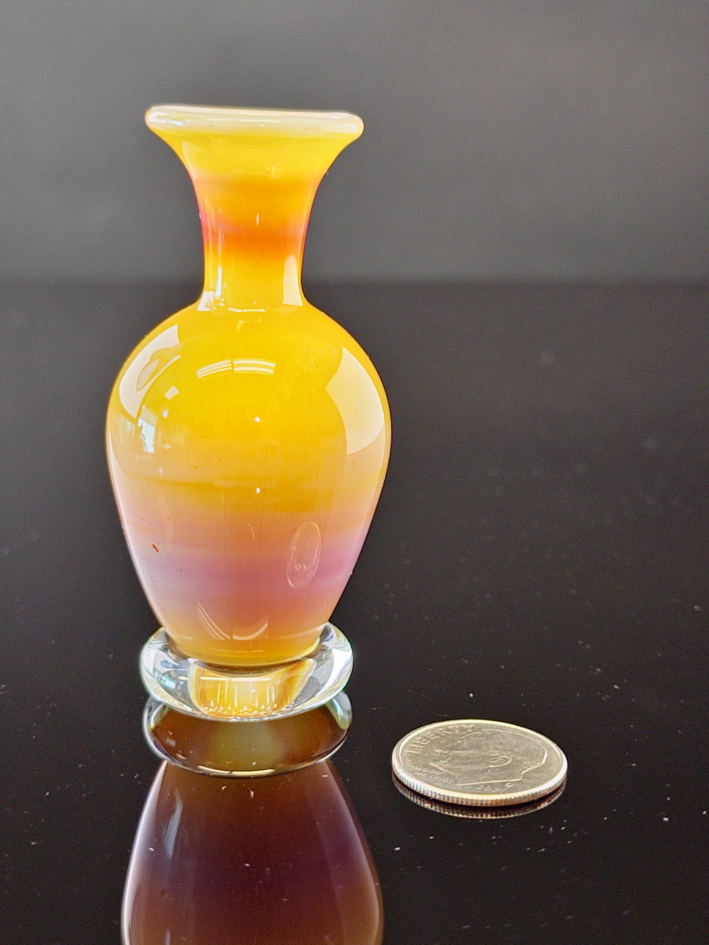 Orange/Pink Mini Vase with clear foot