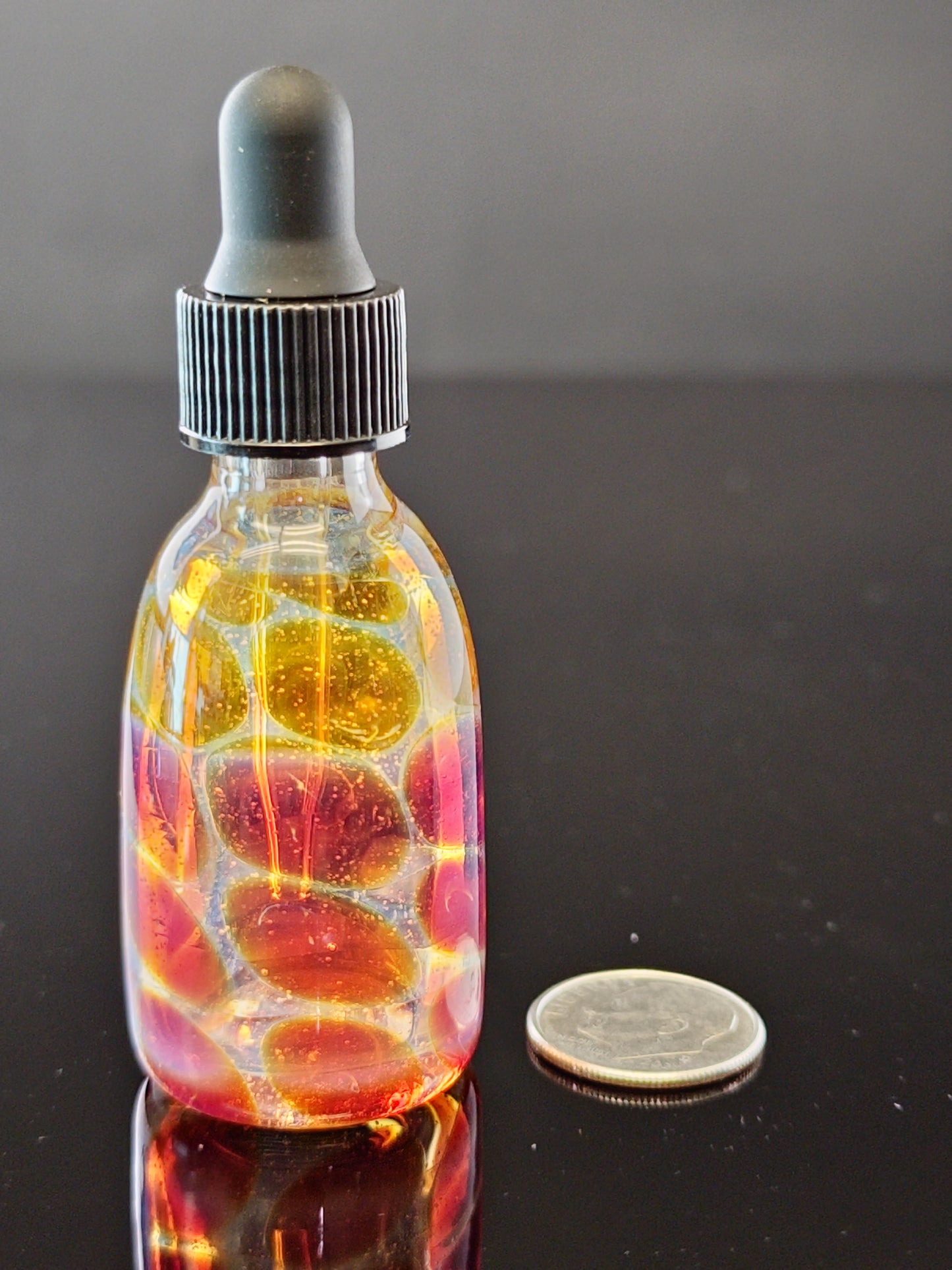 White Dropper Bottle with Amber/Purple Pattern