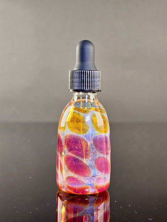 White Dropper Bottle with Amber/Purple Pattern