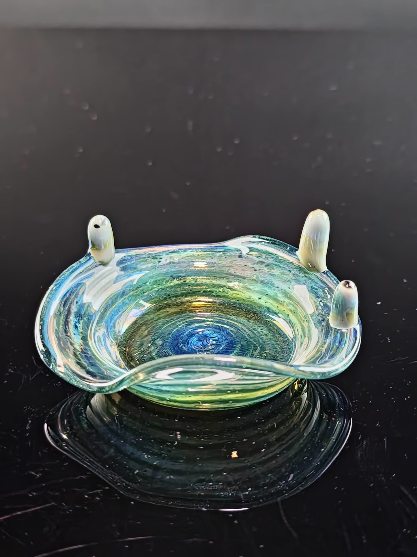 Blue Spiral Dish with Sparkle