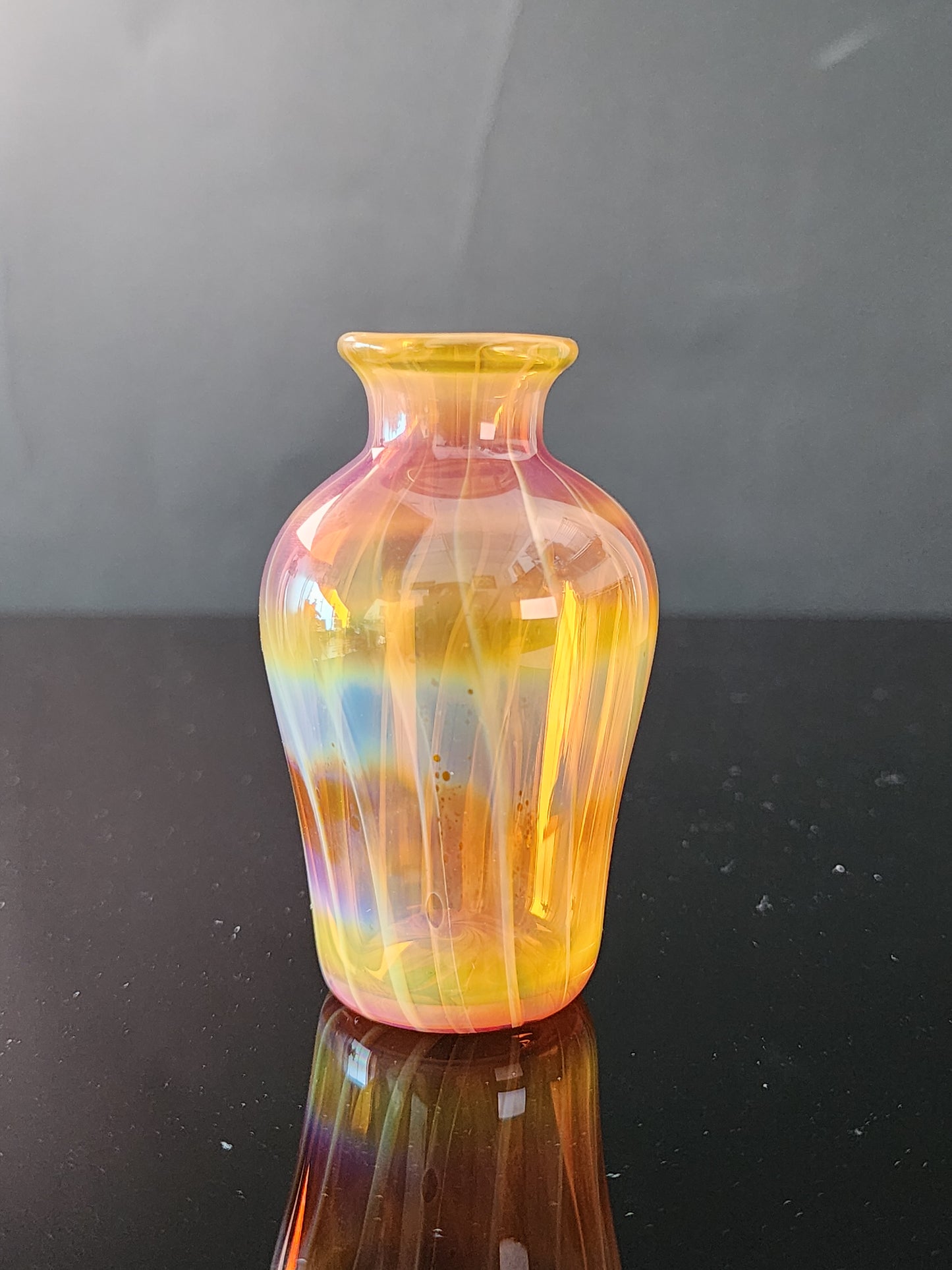 Amber Purple Glass Bud Vase