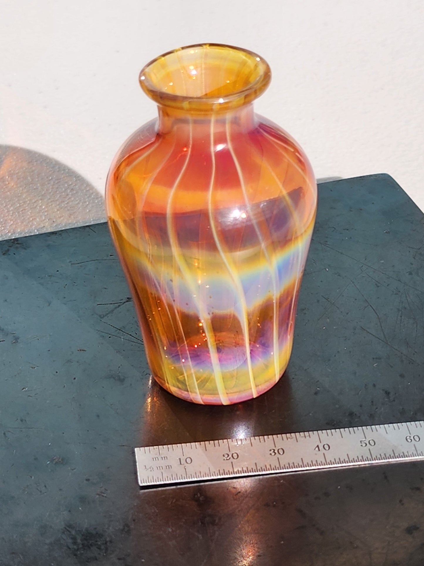 Amber Purple Glass Bud Vase